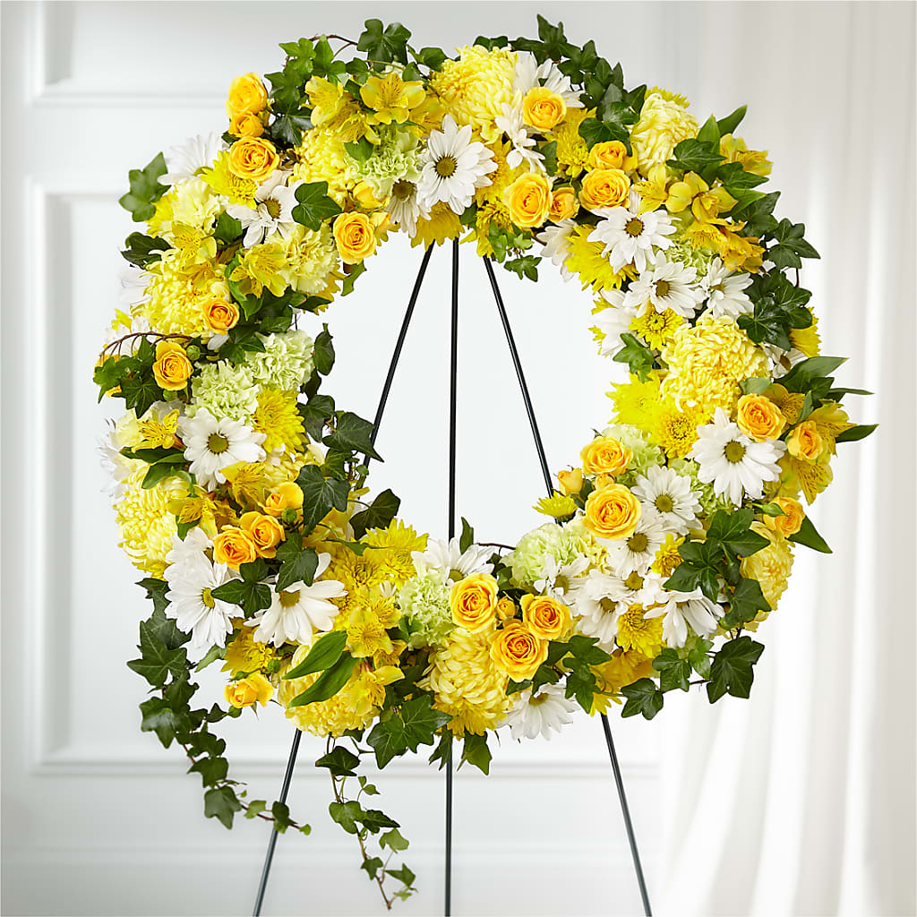 Golden Remembrance Wreath – Amour Flowers, Frederick MD