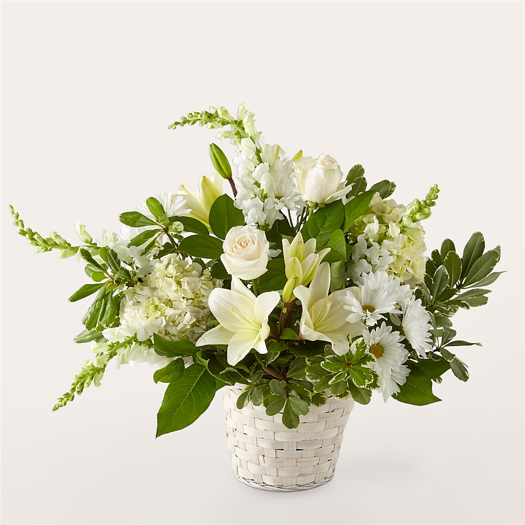 Ivory Elegance Floral Basket – Amour Flowers, Frederick MD