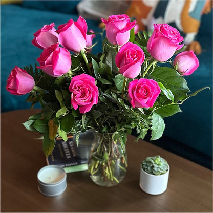 Long Stem Pink Rose Bouquet –  Amour Flowers, Frederick MD
